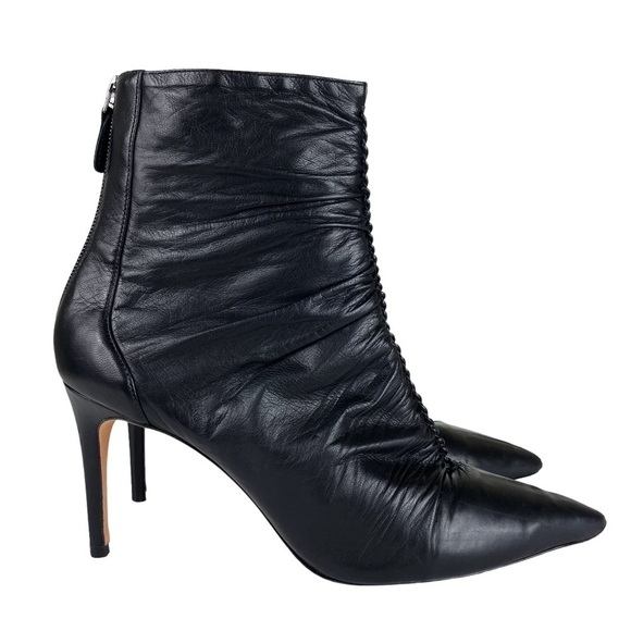 Alexandre Birman Suzana Ruched Leather Booties - Picture 1 of 15